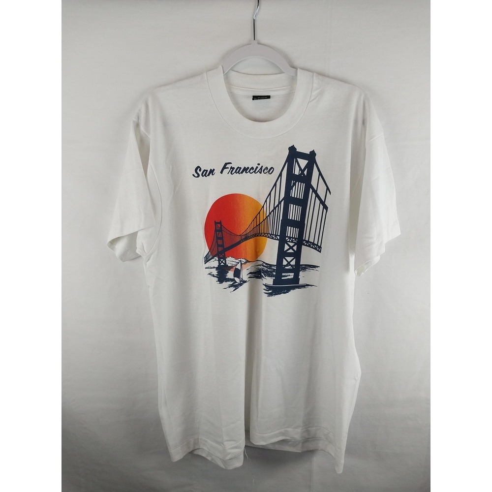 SCREEN Shirt Mens XL White San Francisco Golden Gate Bridge Sunset Graphic Tee